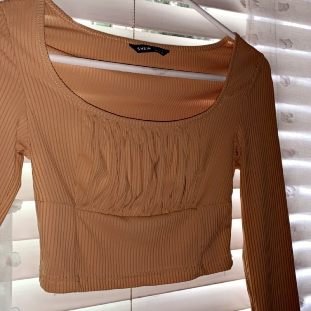 nude ruffled long sleeve